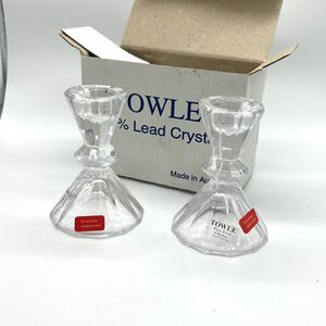 Towle 24% Lead Crystal Set of 2 Candle Stick Holders NEW Vintage Austria